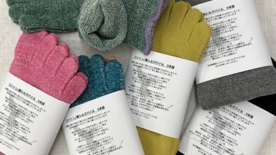 内側シルクの５本指ソックス